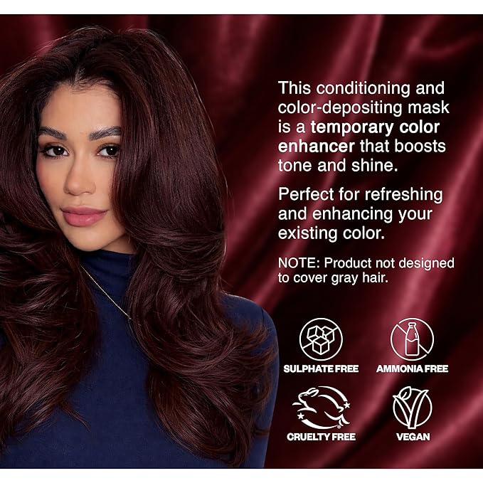 IGK Williams Burgundy Color Depositing + Conditioning Hair Mask | Intense Burgundy - Merlot Cherry Tones | Hydrating Semi-Permanent Gloss Toner Treatment