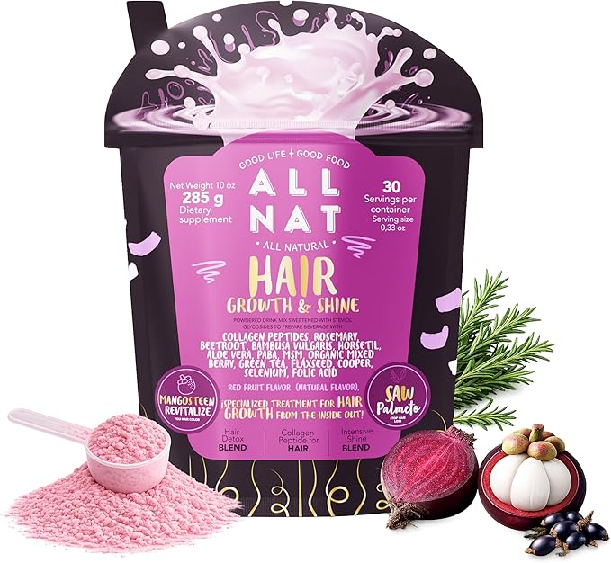 All NAT Hair Growth & Shine | 4D Bioformula Drink with 22 Active Ingredients | Supports Healthy Hair Growth, Stronger Follicles & Natural Shine | for Women & Men | Vegan · Sugar-Free · 300g