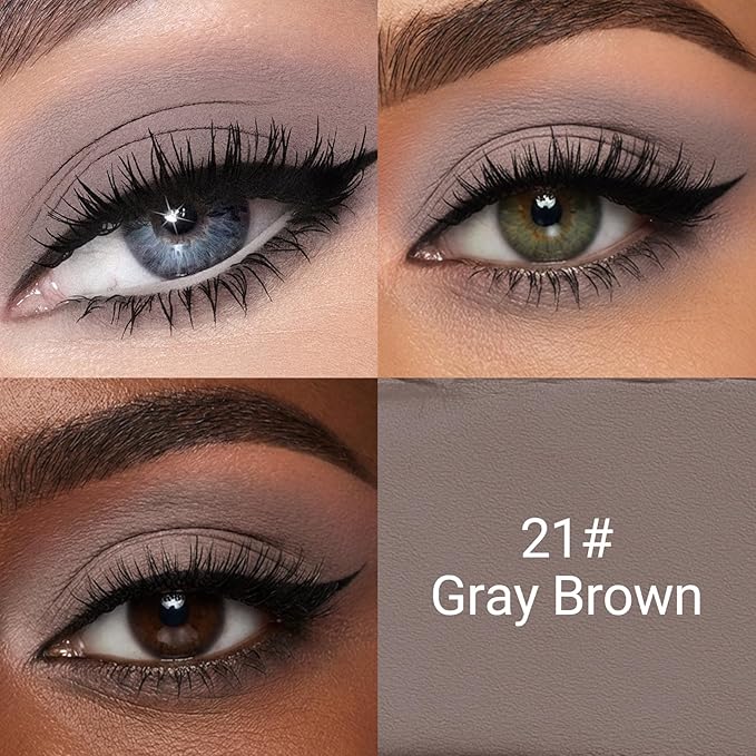 Erinde Cream Matte Eyeshadow Stick, Gray Brown Eye Shadow Sticks, Cream to Powder Eyeshadow Crayon, Buildable & Blendable Long-Lasting Waterproof Eye Shadow Stick, Vegan & Cruelty-Free, 21