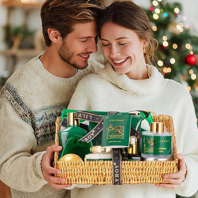 Mothers Day Gifts Basket for Women - 15-Piece Premium Eucalyptus Bath Gift Set for Men- Spa Kit, Ideal for Birthday, Valentines Day, Fathers Day, Christmas, Perfect for Holidays Self Care