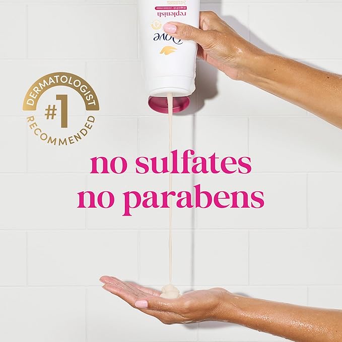 Dove Body Wash 4 Count for 24hr Lotion-Soft Skin Replenish Dragon Fruit and Coconut Cream Moisturizing Skin Cleanser with No Sulfates No Parabens