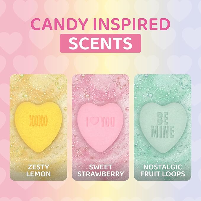 Heart Bath Bombs for Women, Girls, & Teens (3 Pack) - Relaxing Bubble Bath and Spa Essential - Ideal as Gift for Her or Mothers Day Gift - Moisturizing, Colorful & Scented, USA Made by Two Sisters