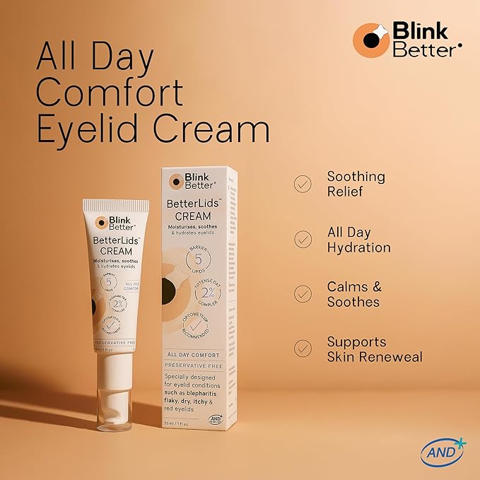 BetterLids Restore Eyelid Cream – Barrier Support to Hydrate, Soothe & Moisturise Dry, Itchy, Red & Sensitive Eyelids – Lightweight Daily Formula with 3% Oat & Ceramides, 1 fl oz