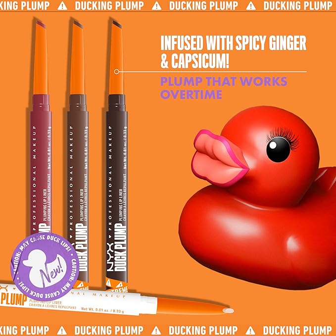 NYX PROFESSIONAL MAKEUP Duck Plump Plumping Lip Liner, Matte Pencil With Up To 10HR Wear, Touch Up Taupe (Taupe Brown Lip Liner)