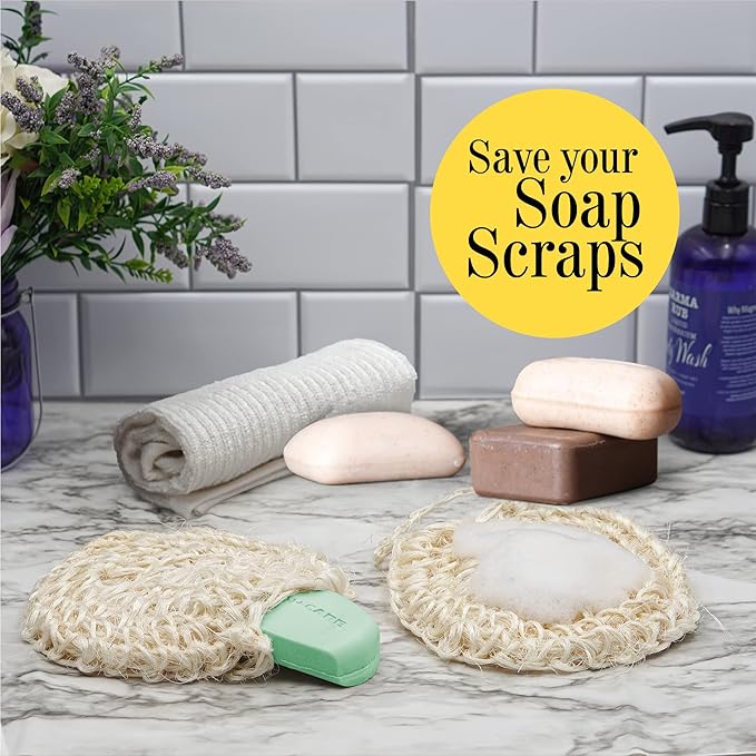 Natural Loofah Body Scrubber – Exfoliating Loofah Sponge, Handwoven Sisal Agave with Soap Pouch, Eco-Friendly Arabic - Turkish Bath Washcloth for Women & Men (2-Pack)