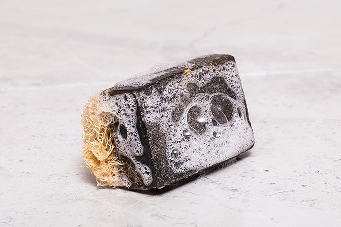 SABUN CO. Activated Charcoal - Natural Exfoliating Loofah Soap Bar - Handmade, Moisturizing Soap with Loofah Inside | Face & Body Scrub Bar [4.40 oz - 125 gr]