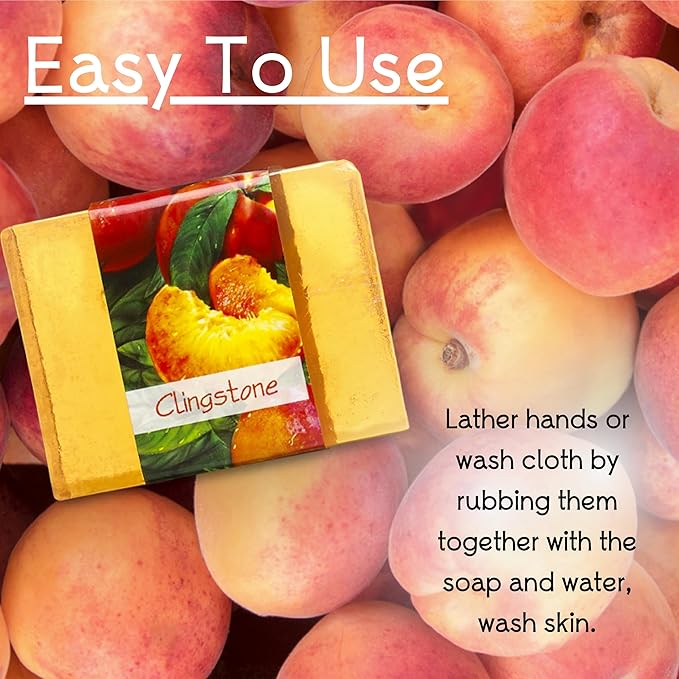 Glycerin Bar Soap Clingstone Scent - Natural, Vegan-Friendly, Hypoallergenic - Moisturizing and Hydrating with 100% Vegetable Glycerin - Sulfate-Free, Paraben-Free, Chemical-Free - 4.5 oz