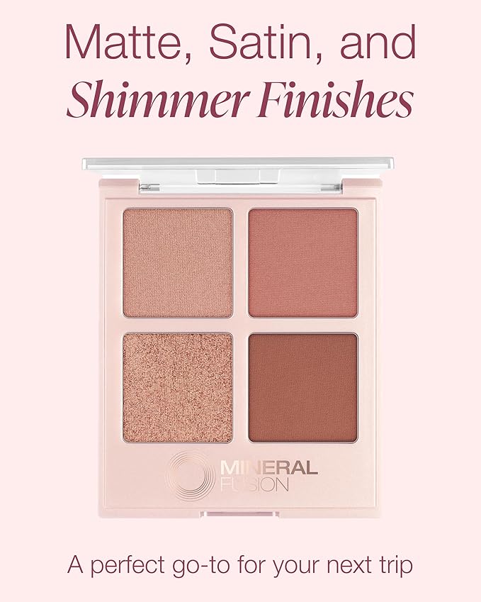Mineral Fusion Eyeshadow Palette | Vegan Eye Makeup with Matte, Satin, and Shimmer Finishes | Natural, Lightweight Formula (Summer Vacation)