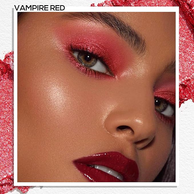 MAKI YIKA Dark Red Crème Eyeshadow Single, Shimmer Vampire Red Cream Eye Shadow palette for Women, Color Stay Long Lasting Waterproof Eye Makeup Monochrome Eyeshadows,#17