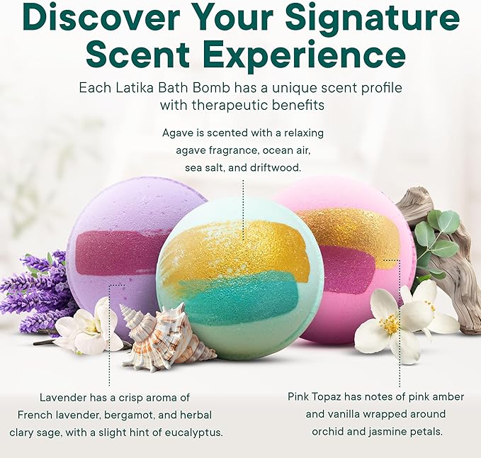 Latika Color Changing Bath Bombs - Pink Topaz, Lavender, and Agave for Ultimate Relaxation and Skin Nourishment