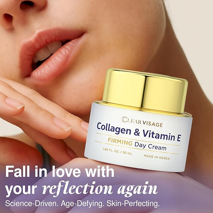 Collagen & Vitamin E Face Moisturizer - Dermatologist Tested, Anti Aging, Korean Skin Care - Hydrates, Strengthens Moisture Barrier, Smooth Makeup - Vegan, Clean Beauty - 1.69 Fl Oz