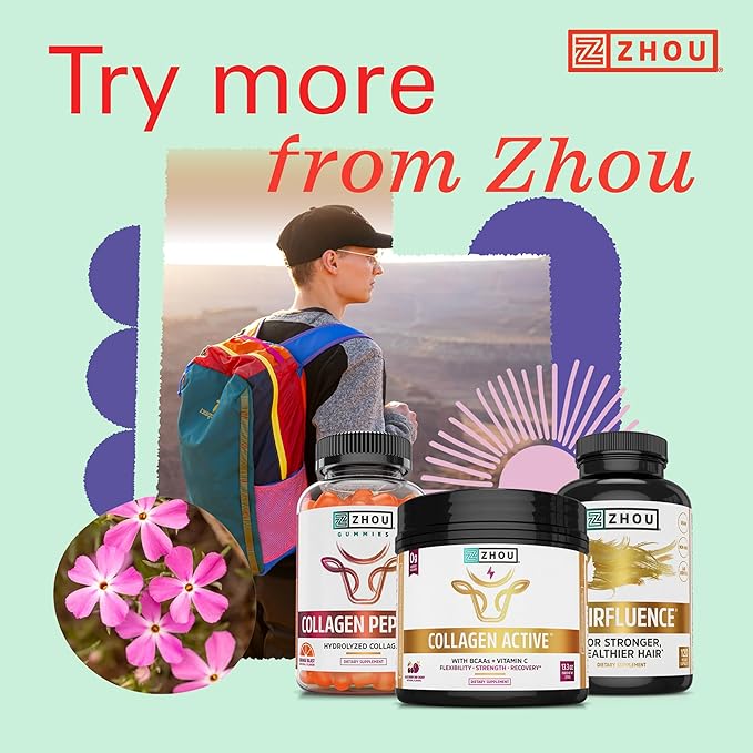 Zhou Hairfluence - Vegan Biotin Supplement for Hair Growth for Men & Women, Lustriva Hair Growth Supplement for Nails & Glowing Skin with B Vitamin Complex & Keranat - 120 Capsules (Pack of 1)