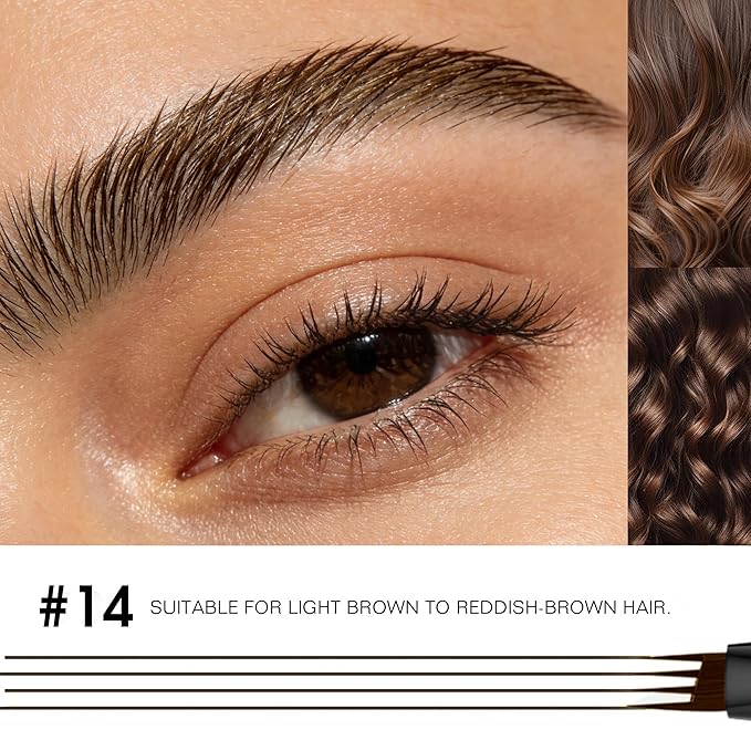 Eyebrow Pencil, 2Pcs Waterproof Microblading Eyebrow Pens, 4 Tip Precise Eye Brow Makeup Pen for Women to Effortlessly Create Hair Like Natural Brows, Non Dry Out and Last All Day (Ash Brown)