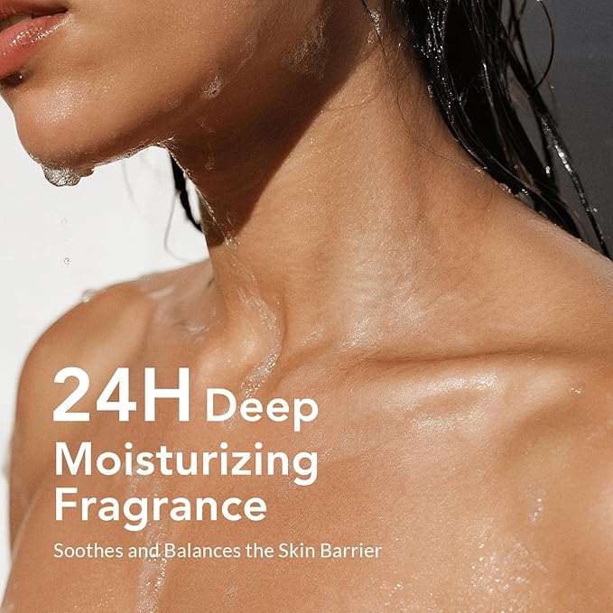 Kustie Jasmine Body Wash Deep Moisturizing Shower Gel - Real Petals, Hyaluronic Acid, Niacinamide & Squalane, Rich Lather, Long-Lasting Natural Scent for Dry & Sensitive Skin, 24.3 fl oz