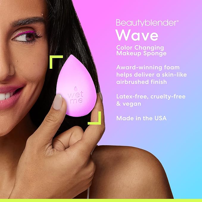 Beautyblender® | Wave Beauty Blender Makeup Sponge, Super-Soft Foam Easily Blends Foundations, Powders & Creams, Made in USA, Reusable, Washable, Streak Free Application, Vegan, Cruelty Free