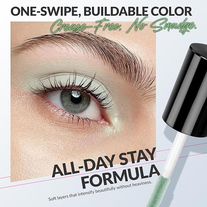 BEPHOLAN Green Liquid Eyeshadow With Subtle Shimmer.Waterproof,Long-Lasting, Neutral Naked Smooth Creamy Eyeshadow Lightweight(Bali Rain 03#)