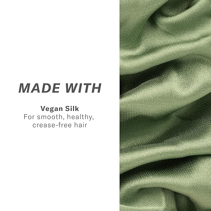 Rizos Curls Vegan Silk Large Scrunchie - Gente Hold For No Crease and Breakage Protection, Damage & Frizz Free Hair Tie, Sage Green