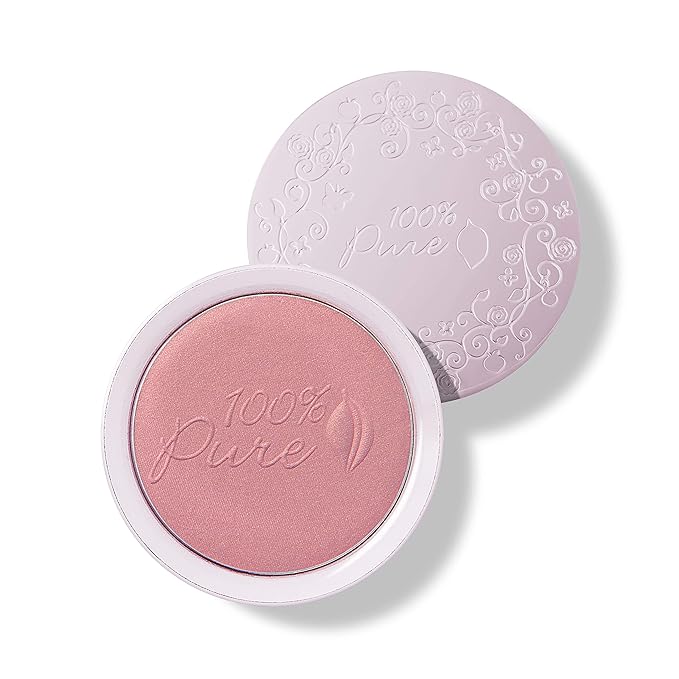 100% PURE Powder Blush (Fruit Pigmented), Peppermint Candy, Soft Shimmery Finish, Nourishes Skin w/Rosehip Oil, Cocoa Butter, Natural Makeup (Shimmery Neutral Pink) - 1.81 oz