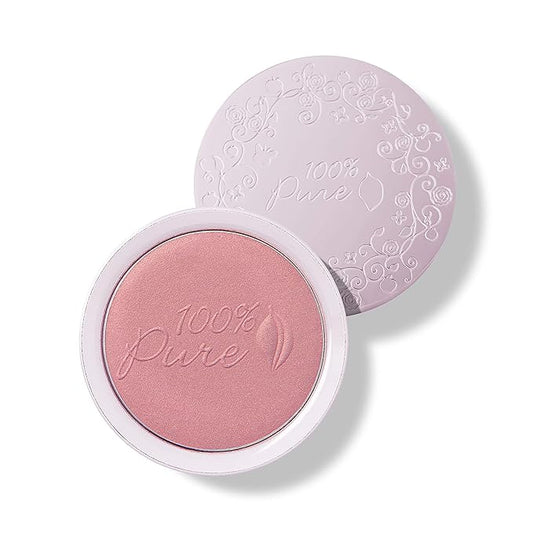 100% PURE Powder Blush (Fruit Pigmented), Peppermint Candy, Soft Shimmery Finish, Nourishes Skin w/Rosehip Oil, Cocoa Butter, Natural Makeup (Shimmery Neutral Pink) - 1.81 oz