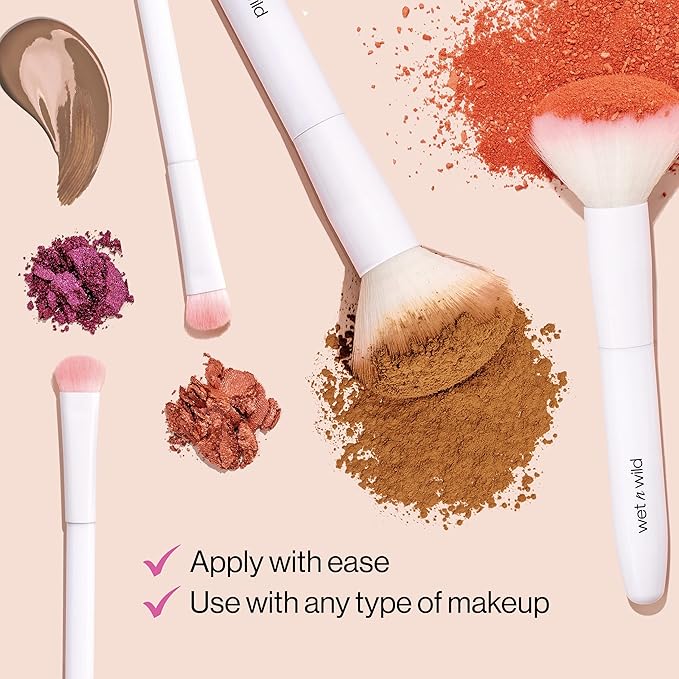 wet n wild Fan Brush, Blending Brush for Highlighter, Blush, & Peel Masks, Ergonomic Handle (Pack of 2)