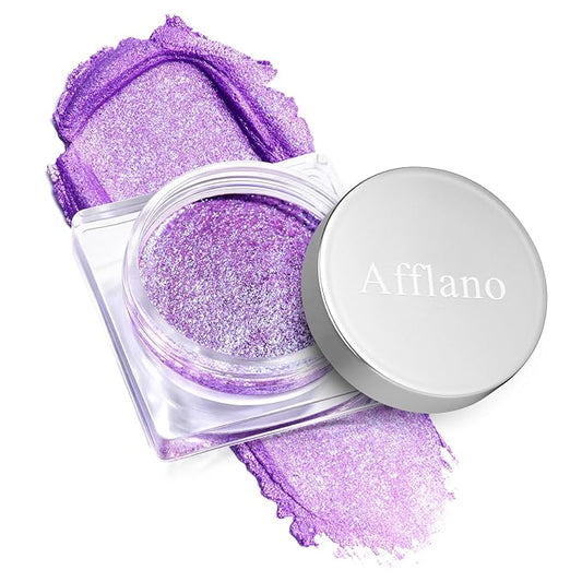 Shimmer Purple Cream Eyeshadow, Moisturizing Metallic Sparkling Ultra-Blendable Purple Glitter Eye Shadow Makeup, Long Lasting Travel Friendly Creme Eyeshadow Palette for Evening Natural Look, 09#