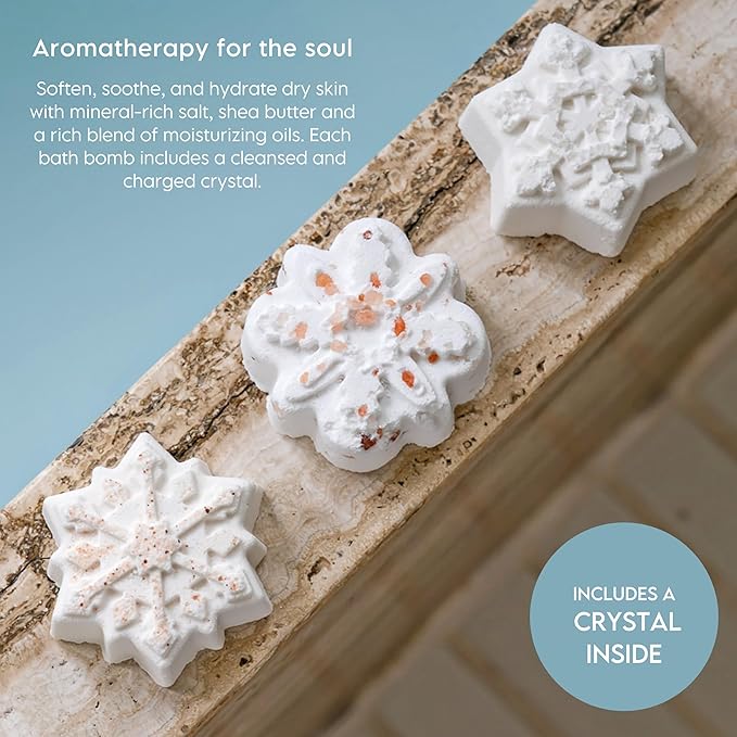 LA SALT CO Snowflake Crystal Bath Bomb - Sweater Weather, Aromatherapy for Bath or Shower Steamer, All-Natural, Handmade, Vegan (Snowflake Pattern Will Vary - Single)
