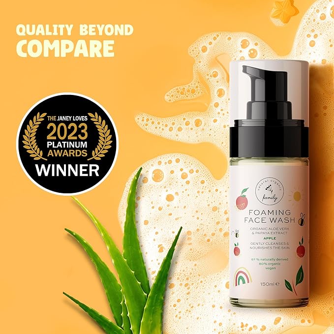 Kids Organic Foaming Face Wash - Natural Skincare for Teen Girls 10-12 - Hydrating Exfoliating & Non Toxic Moisturizer Soap for Tweens & Preteens
