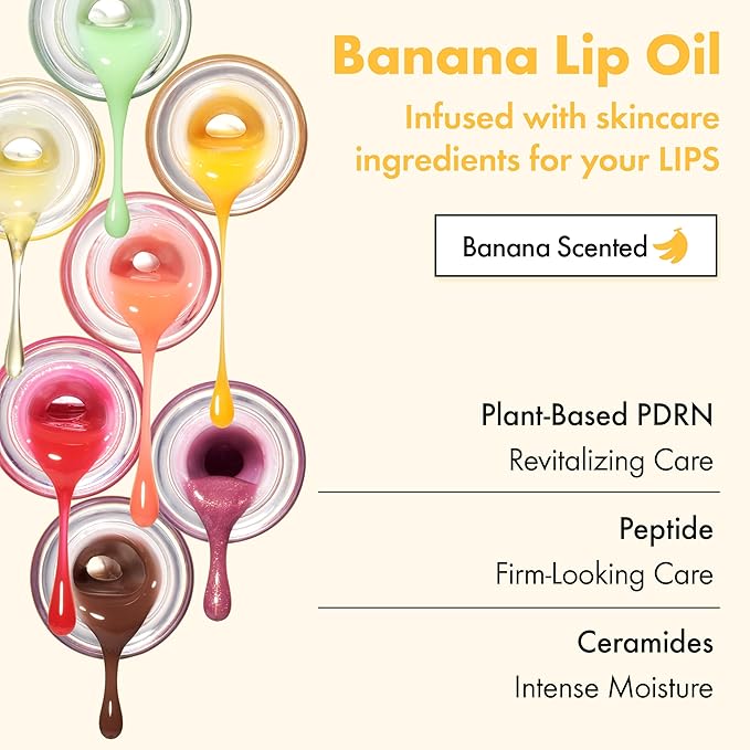 Amuse Seoul Banana Lip Oil (01 Zen Matcha) – Skincare-Infused Hydrating Vegan Lip Oil, Banana-Scented, Lightweight Non-Sticky Glossy Finish, with Peptide & Rice-Based PDRN