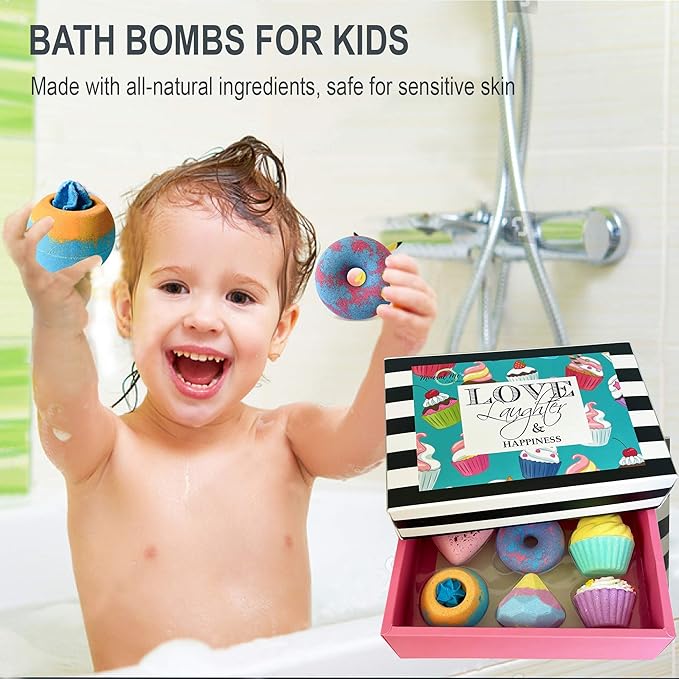 Bath Bombs for Girls – 6 Organic Bath Bombs Gift Set with Natural Ingredients, Aromatherapy Bubble Bath Fizzy for Kids, Teens, Women – Skin Moisturizing Bathbombs for Girls, Easter Basket Essentials