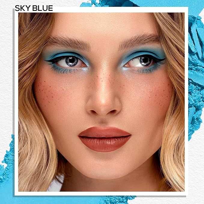 MAKI YIKA Light Blue Matte Single Eye Shadow Palette for Women, Pigmented White Eyeshadow Powder for Brown Eyes, Color Stay Long Lasting Waterproof Eye Makeup Palette, #4