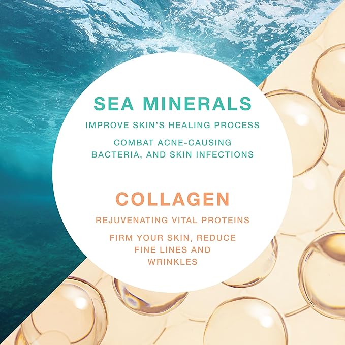 Amino Gel Facial Cleanser with Sea Minerals & Collagen – Radiance, Oil Control, and Elasticity – Vegan, Paraben-Free, 8 fl oz