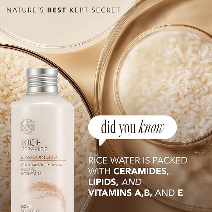 The Face Shop Rice Ceramide Moisturizing Skincare Set - Toner & Moisturizer, Korean Skin Care with Rice Water, Gift Set, Travel Size, Hydrating for Dry Skin