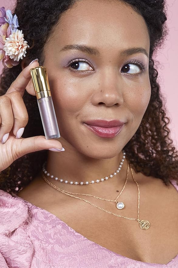 Winky Lux Rose Petal Liquid Eyeshadow, Longwear, Buildable, High-Pigment, Blendable, Crease-Proof, with Hydrating Vitamin E & Mango Seed Butter, Clean Beauty, Cruelty-Free, Vegan, Lavender Shimmer