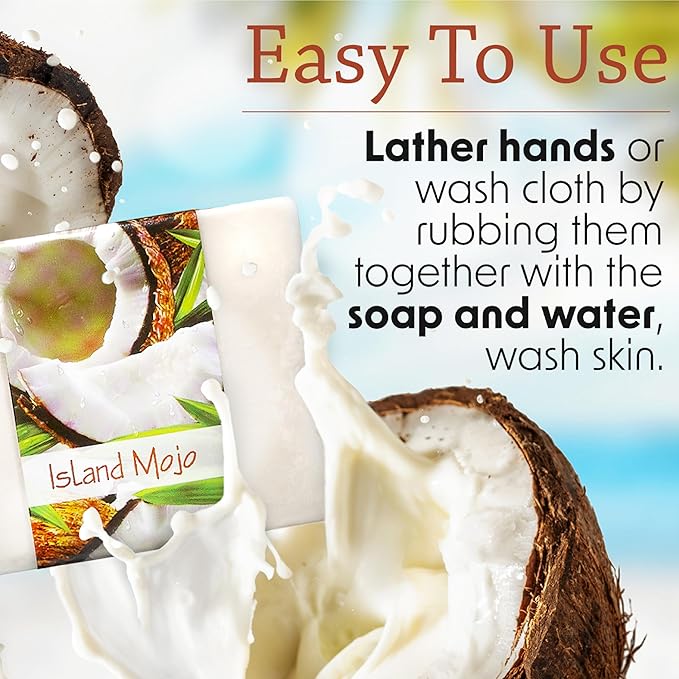 Glycerin Bar Soap Island Mojo Scent - Natural, Vegan-Friendly, Hypoallergenic - Moisturizing and Hydrating with 100% Vegetable Glycerin - Sulfate-Free, Paraben-Free, Chemical-Free - 4.5 oz