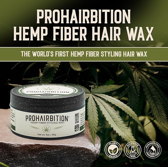 Hemp Fiber Hair Wax Strong Hold Matte Finish – Non-Greasy and Long Lasting Hemp Infused Styling Wax for Healthier Hair- No Paraben Vegan Friendly Formula in Sustainable Packaging