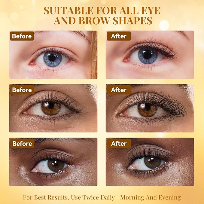 Eyelash Growth Serum, Eye Lash and Eyebrow Enhancing Serum for Women & Men - with Advanced Formula to Boost Longer Fuller and Thicker Lashes and Eyebrows, Gentle & Vegan for Sensitive Eyes (3 mL)