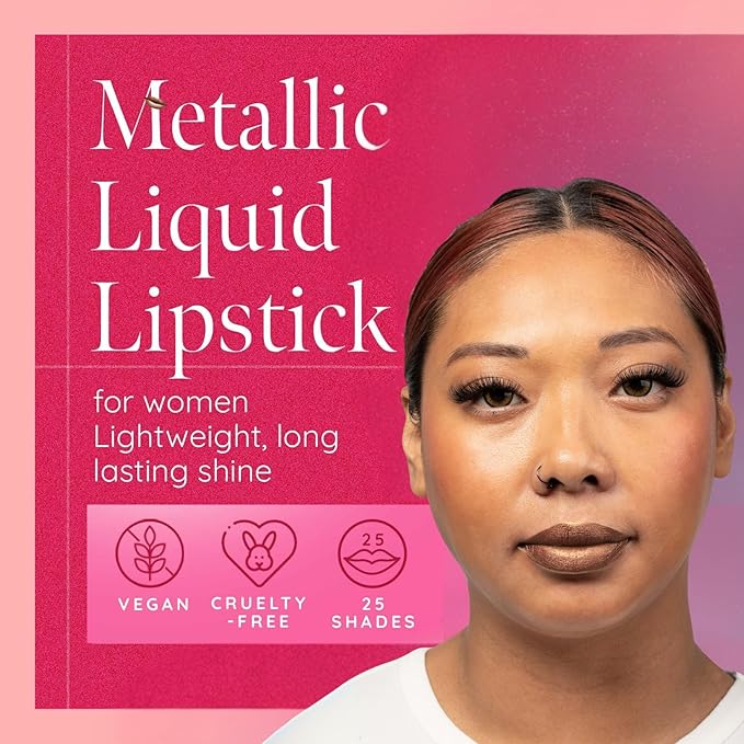 Aromi Tan Metallic Liquid Lipstick | Sepia Bronze Lip Color with Shimmery Finish, Vegan, Cruelty-free, Long-Lasting, Smudge-Proof, Handmade (Peachy Tan) | Shimmery Finish, Long-lasting, Vegan Lipstick, Metallic, Tan Lipstick