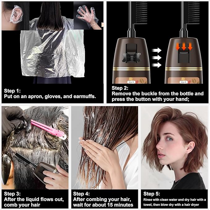 Permanent Hair Color, Permanent Brown Hair Dye （17.64 Ounce） 100% Grey Coverage, Ammonia Free, Vegan, Cruelty Free | Biotin for Thicker, Fuller Hair (Brown, 200ML)