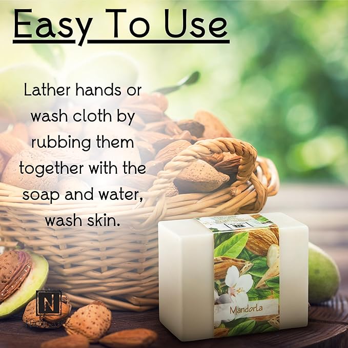Glycerin Bar Soap Mandorla Scent - Natural, Vegan-Friendly, Hypoallergenic - Moisturizing and Hydrating with 100% Vegetable Glycerin - Sulfate-Free, Paraben-Free, Chemical-Free - 4.5 oz
