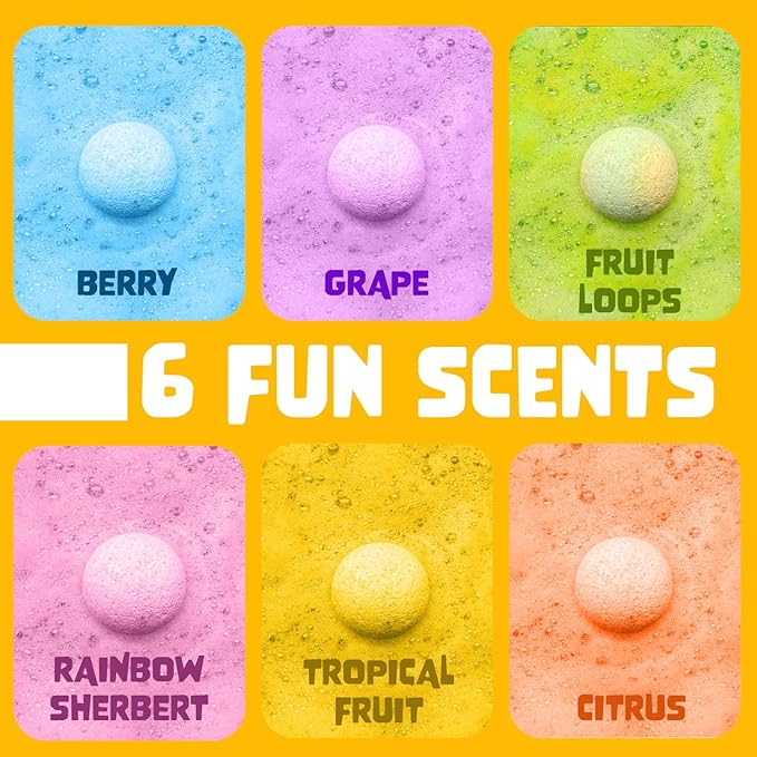 Easter Bath Bombs for Kids with Surprise Toys Inside (6 Pack) - Kids Easter Basket Stuffers for Boys and Girls - Large Spring Bubble Bomb, Made in USA, Incredible Fragrances & Colors by Two Sisters