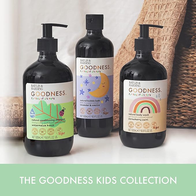 Baylis & Harding Goodness Kids Watermelon Burst No Tears Natural Conditioning Shampoo 16.9 fl. oz (Pack of 3) - Biodegradable Formula - Vegan Friendly