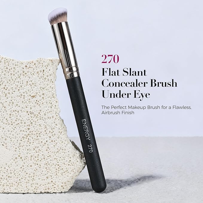 ENERGY Concealer Brush Under Eye Mini Angled Kabuki Nose Contour Brush for Concealing Blending Setting Buffing with Powder Liquid Cream Cosmetics Small Makeup Foundation brush