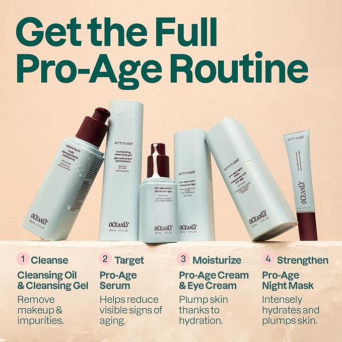 ATTITUDE Anti Aging Face Cream, With Hyaluronic Acid, Peptides & Ceramides, For Wrinkles & Fine Lines, Fragrance Free Skincare, Dermatologically Tested, For Women & Men, EWG Verified, Vegan, 1.7 Fl Oz