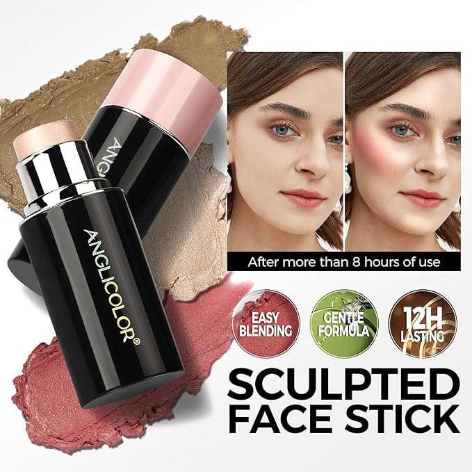 Anglicolor Contour Stick, Long Lasting, Cream Contour, Smooth, Blendable, Contour Stick Makeup, Floral Fragrance, Hydrating, Define 3D Contouring, Better for Fair Skin