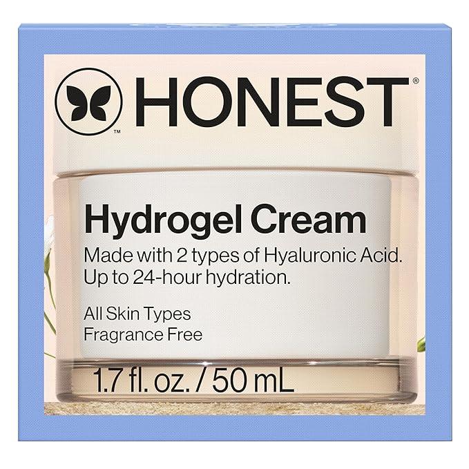Honest Beauty Hydrogel Cream with Hyaluronic Acid, Lightweight Moisturizing Water, Gentle for Sensitive Skin, Fragrance-Free, Vegan 1.7, fl oz