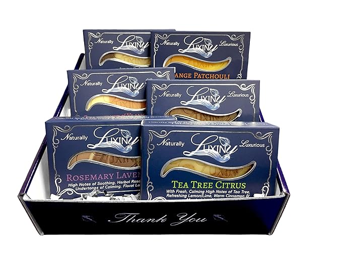 Luxiny Natural Bar Soap Sampler Bundle, Gift Box of Handmade Full Size Body Soap and Bath Soap Bars are Palm Oil Free, Moisturizing Vegan Castile Soap with Essential Oil for Men and Women (6 Pack)
