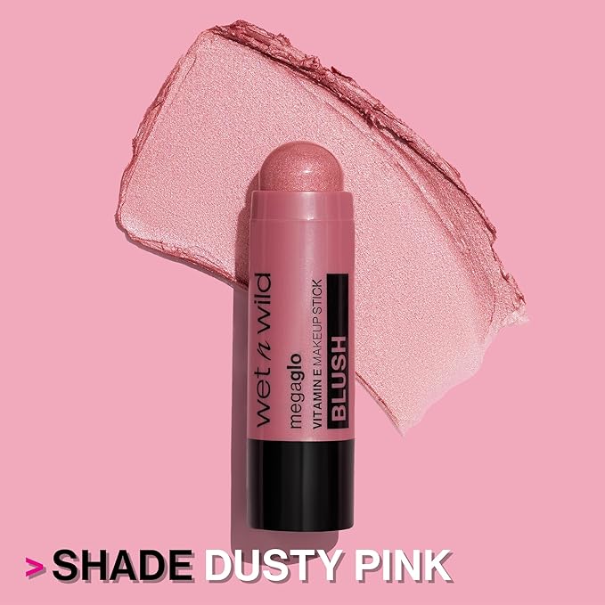 wet n wild MegaGlo Makeup Stick, Buildable Color, Versatile Use, Cruelty-Free & Vegan - Dusty Pink