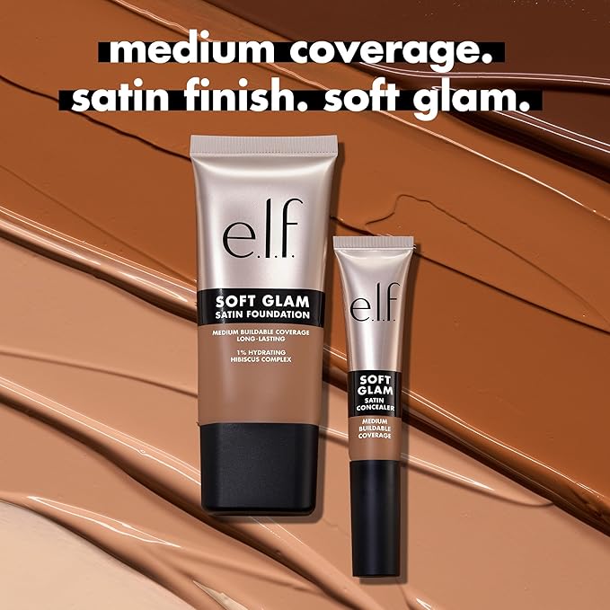 e.l.f. Soft Glam Satin Concealer, Medium Coverage For Blemishes & Under-Eye, Crease-Resistant, Long Lasting, Vegan & Cruelty-Free, 24 Light Warm