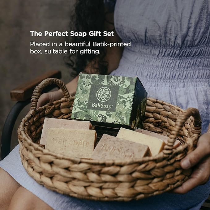Bali Soap Premium Natural Soap Gift Set - 6 Handcrafted Bars with Botanical Extracts, Vegan Cold Process Soap, Moisturizing & Nourishing