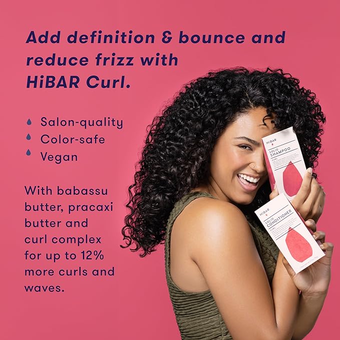 HiBAR - Curl Conditioner Bar - For Curly Hair - Define & Seal in Moisture - With Babassu & Pracaxi Butter & Rice Protein - Plastic-Free - Soap, Paraben & Sulfate-Free - Color Safe & Vegan -1 Solid Bar
